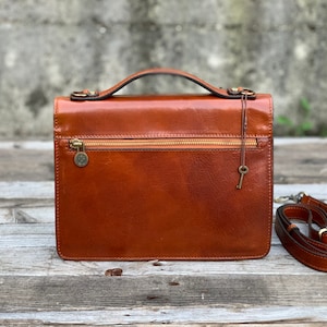 Leather organizer, leather bag, handmade leather bag, handbag, men leather bag, elegant leather bag, made in Italy handbag image 6