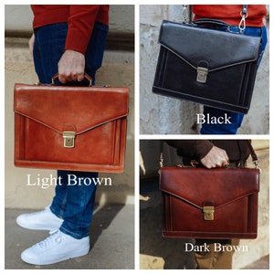 Leather Briefcase,Brown Leather Briefcase, Mens Leather Briefcase, Laptop Bag, Leather bag, Gift for Him, Shoulder Bag, Mens Briefcase image 8