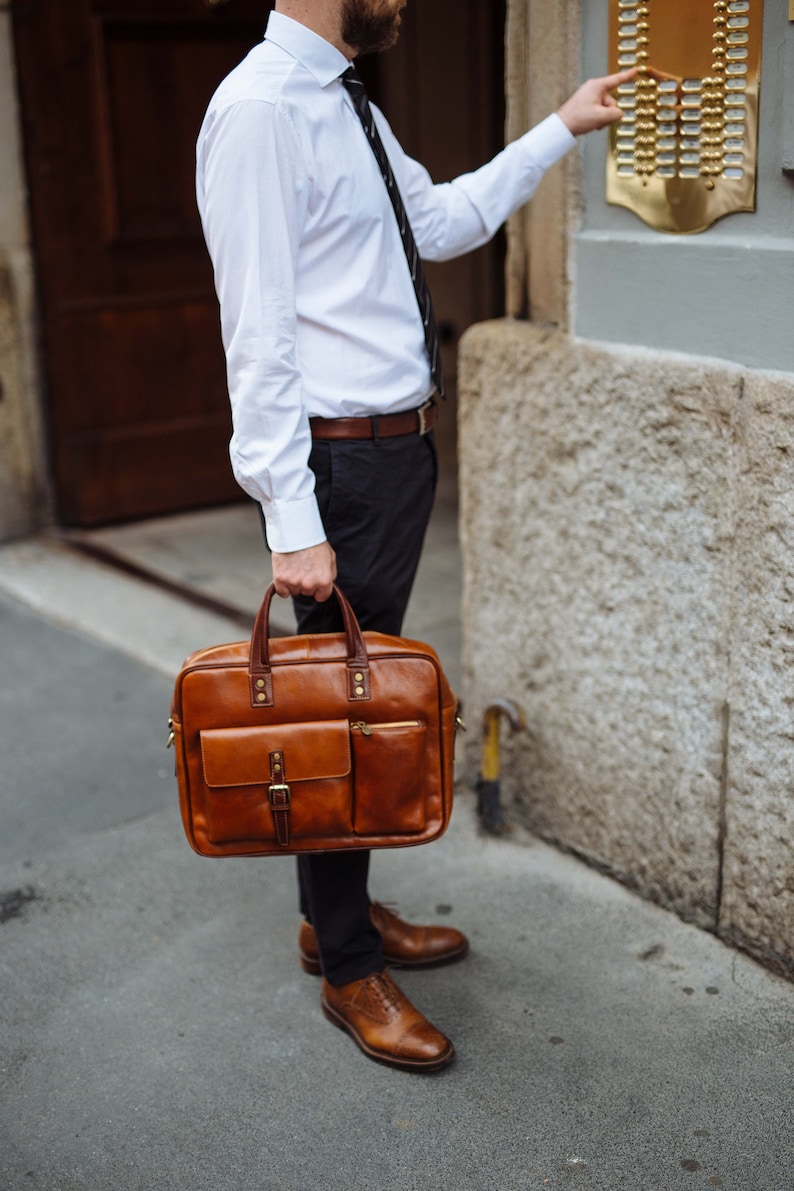 Leather Briefcase,Bicolor Leather Briefcase Gift for Him Leather bag Men Briefcase Shoulder Bag Men Leather Briefcase Laptop Bag