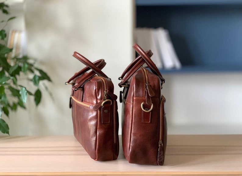 Leather Briefcase,Brown Leather Briefcase, Men Leather Briefcase, Laptop Bag, Leather bag, Gift for Him, Shoulder Bag, Men Briefcase image 6