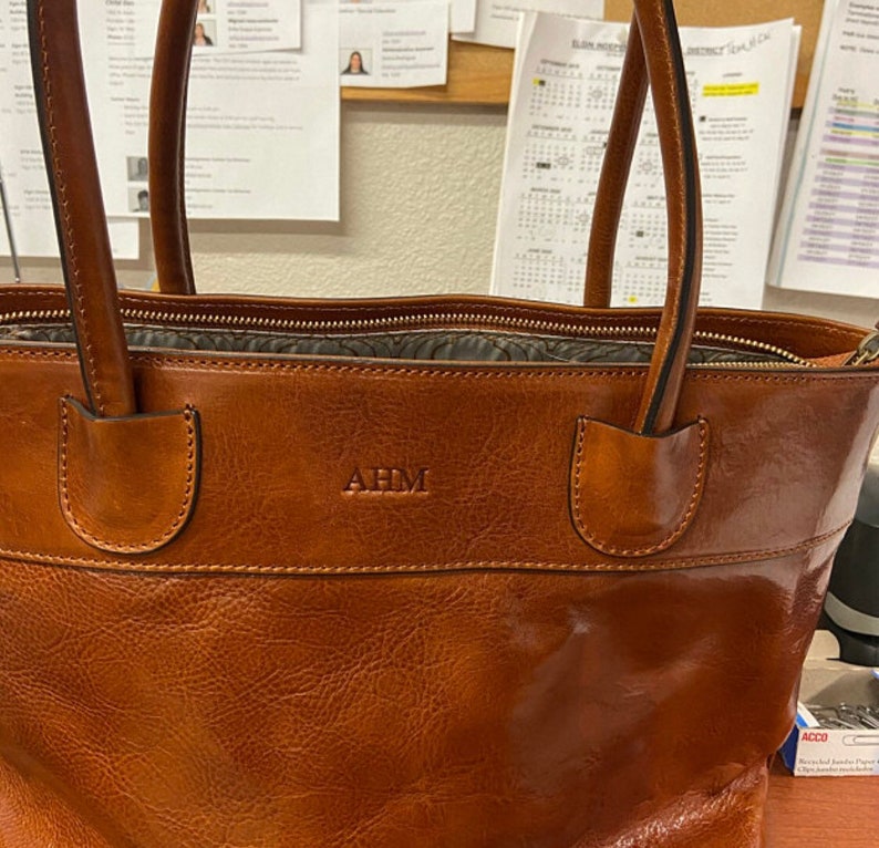 Custom Engraving on Leather Bags personalize Initials on Bags Etsy