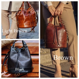 leather bag, handmade leather bag, handbag, woman leather bag, elegant leather bag, made in Italy handbag Bild 7