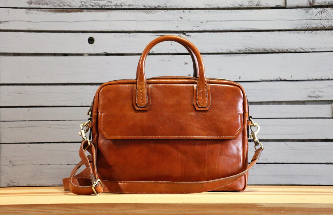 Leather Briefcasebrown Leather Briefcase Mens Leather - Etsy