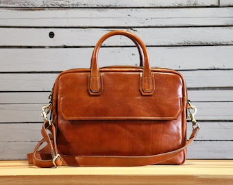 Leather Briefcase,Brown Leather Briefcase, Mens Leather Briefcase, Laptop Bag, Leather bag, Gift for Him, Shoulder Bag, Mens Briefcase