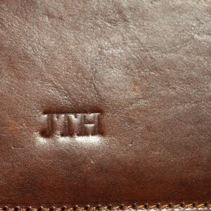 Custom Engraving on leather bags ,Personalize initials on bags ,Custom Initials ,text engraving directly on the leather image 7