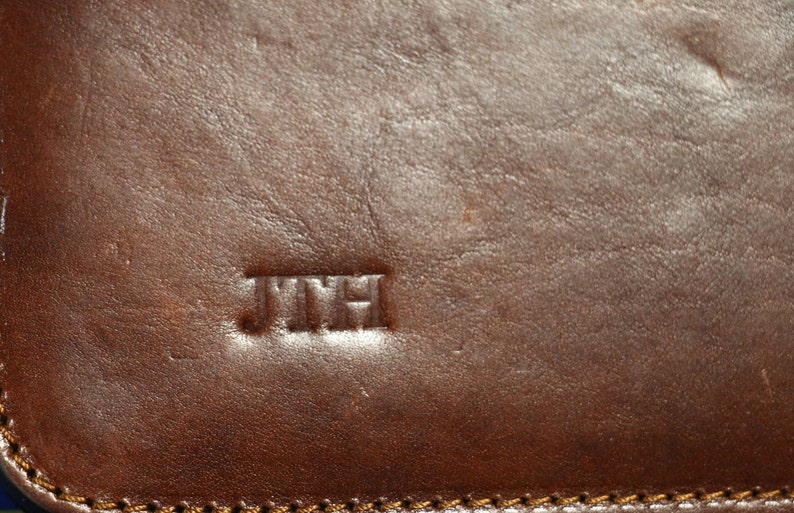 Custom Engraving on leather bags ,Personalize initials on bags ,Custom Initials ,text engraving directly on the leather image 7