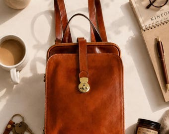 48Hours DELIEVRY,Handmade Italian Leather Backpack: Vintage Style Rucksack