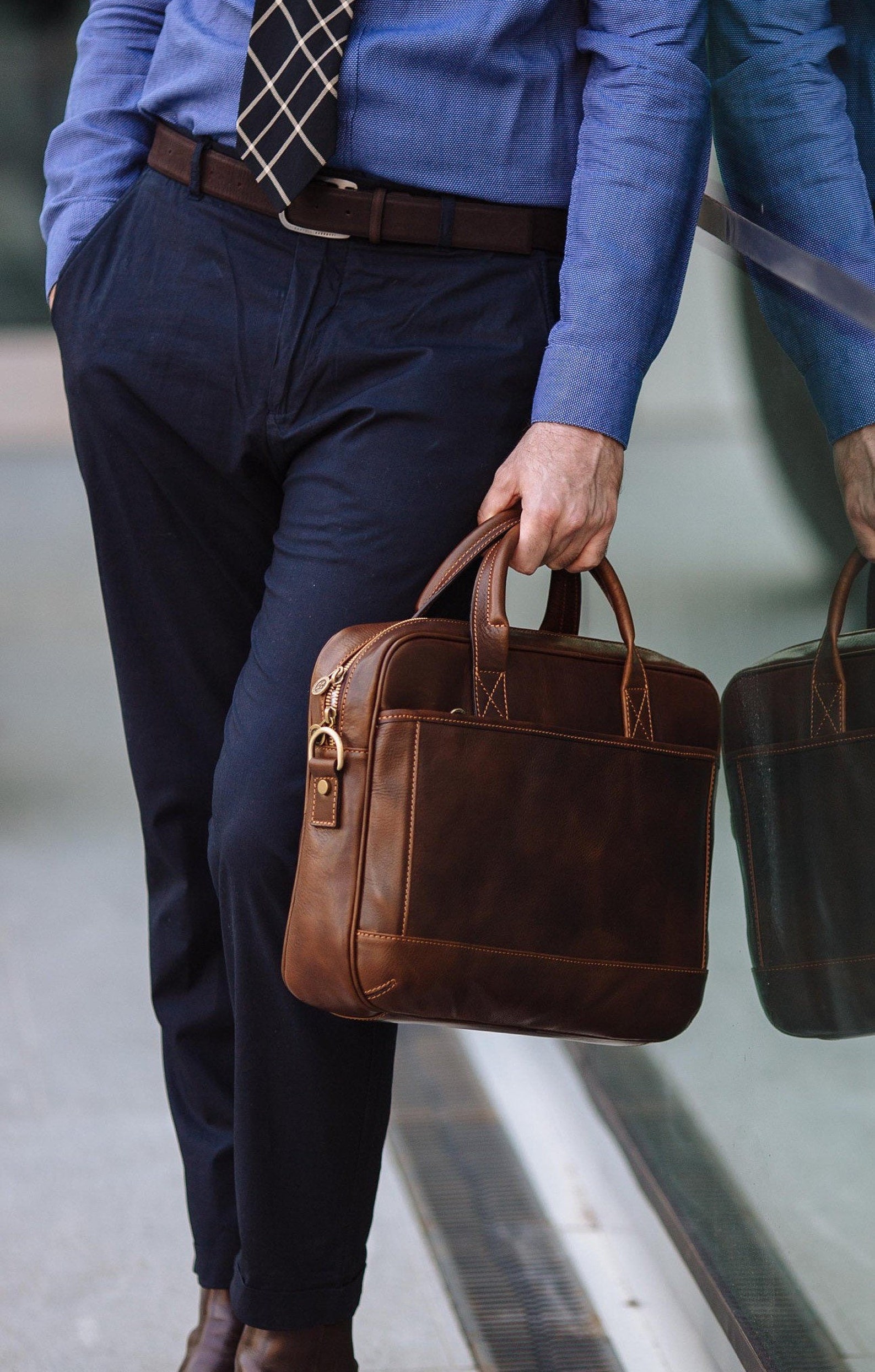 Leather Briefcasebrown Leather Briefcase Men Leather | Etsy