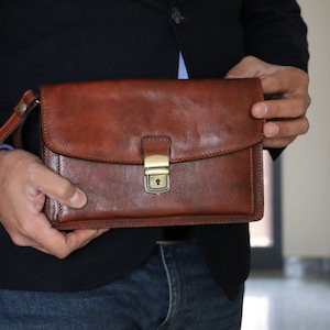 leather bag, handmade leather bag, handbag, men leather bag, elegant leather bag, made in Italy handbag image 5