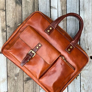 Porte-documents en cuir, porte-documents en cuir bicolore, porte-documents en cuir pour homme, sac pour ordinateur portable, sac en cuir, cadeau pour lui, sac à bandoulière, porte-documents pour homme