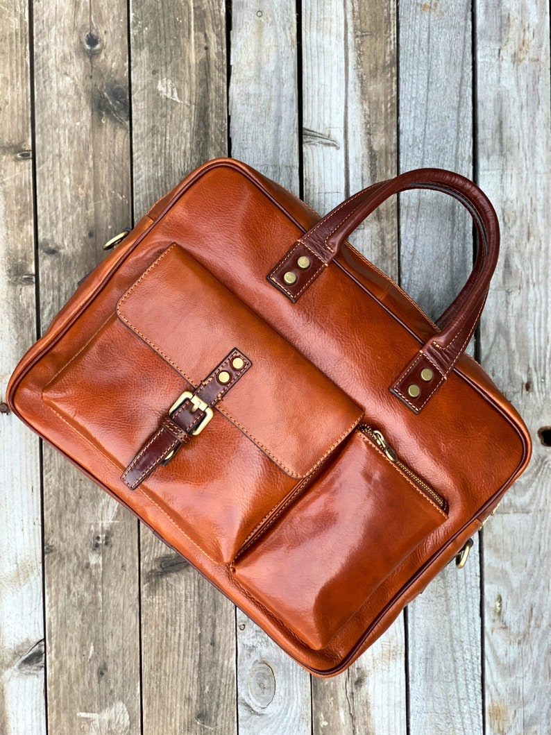 Leather Briefcase,Bicolor Leather Briefcase Gift for Him Leather bag Men Briefcase Shoulder Bag Men Leather Briefcase Laptop Bag