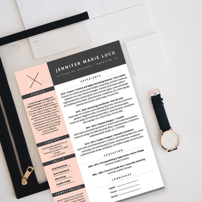 creative resume template microsoft word modern professional chic style cv troubadour theme instant download modern newsetter resume templates