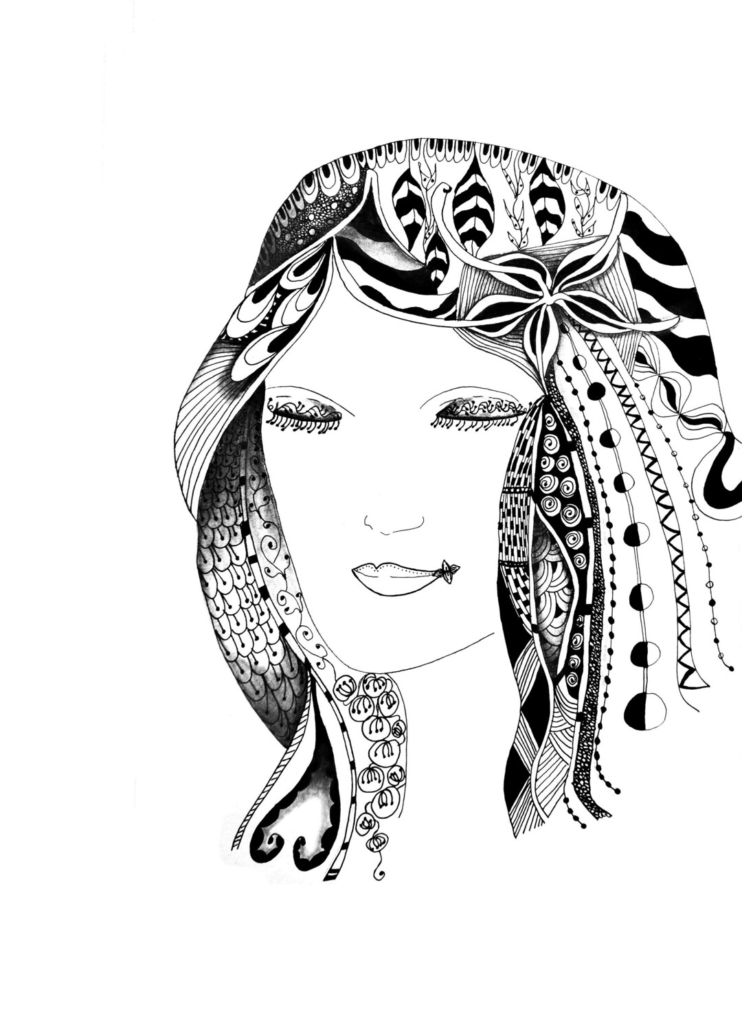 Coloring Page Pdf Zentangle Printable woman Etsy UK