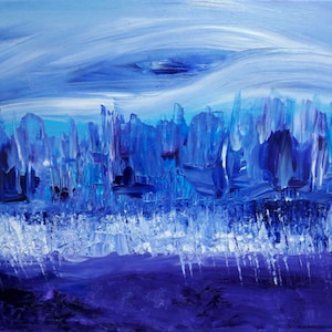 Abstract painting blue digital download &quot;THE GLACIER&quot; (Art Print pdf) image gift wall decoration interior decoration
