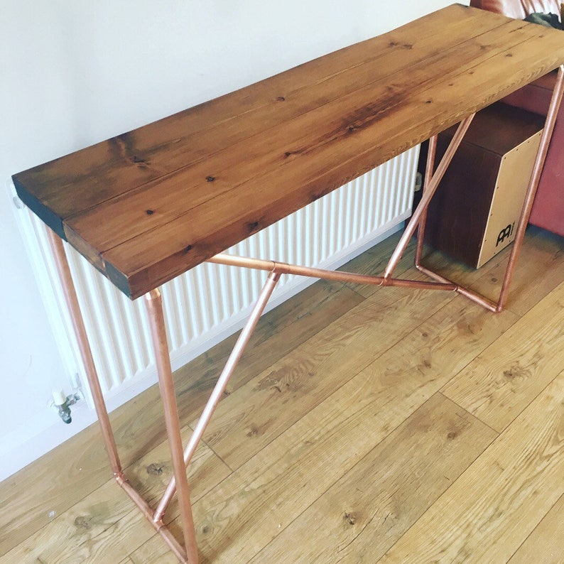 Copper Console Table Copper Pipe and Reclaimed wood Etsy