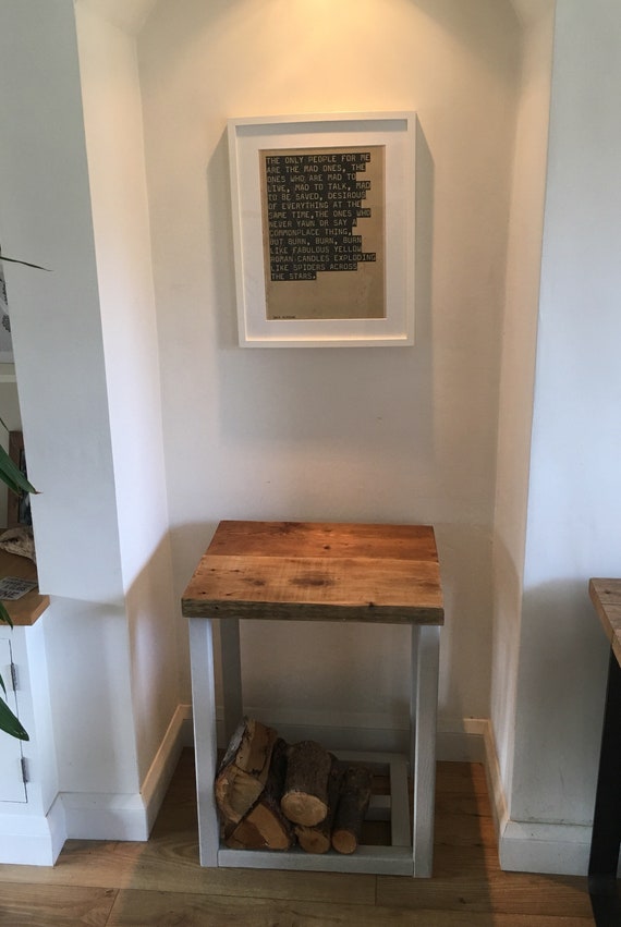Wood Log Storage Table Side Table Indoor Use