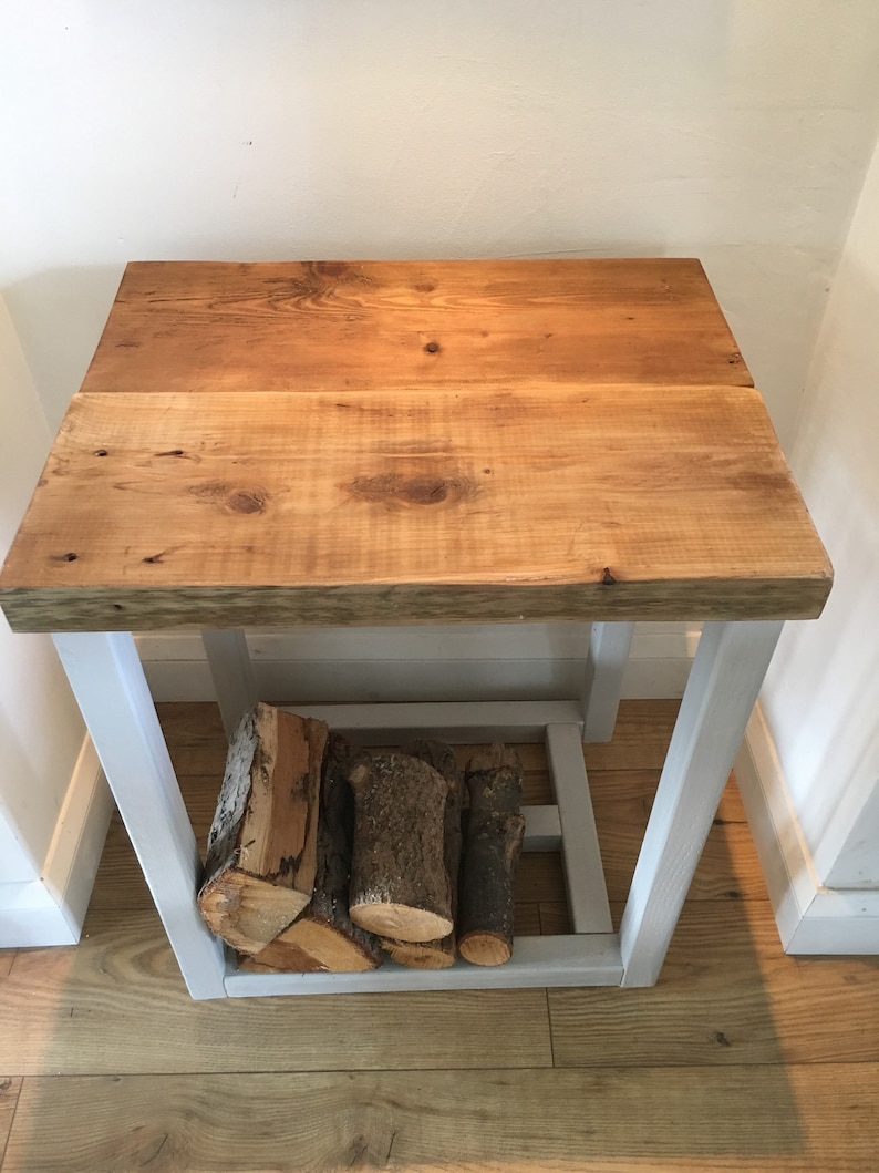 Wood Log Storage Table Side Indoor Use Image 0