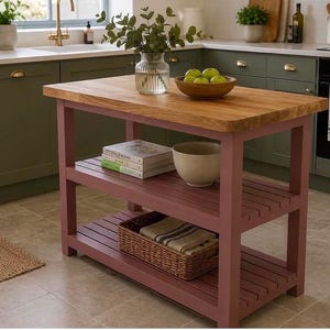 Made to Measure Kitchen Island – Reclaimed Wood Top, Hand Painted Base