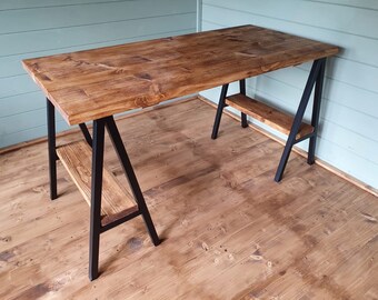 Trestle Leg Desk - Made to Measure. Home Office. Home Desk. Reclaimed Wood Desk. Wooden Desk. Wooden Desk. Scaffold Desk
