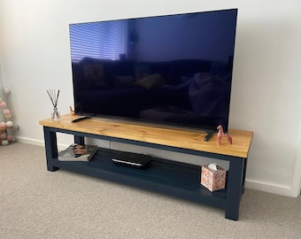 Handmade Solid Wood TV Stand – Rustic Media Console, Farrow and Ball Paint