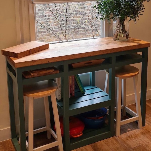 The Swanage Breakfast Island. Kitchen Dining Island with Stools Seating