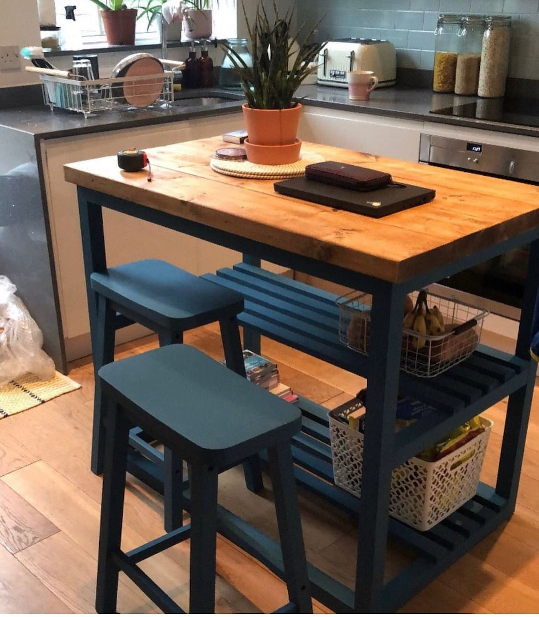 The Erdington Kitchen Island With Stools. Made to Measure, Hand Painted