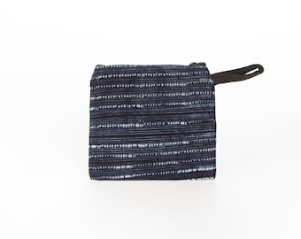 Blue, indigo, batik, coin purse, change purse, keychain, wallet, credit card holder, boho, woven, organic, zipper pouch, pouch, boho chic