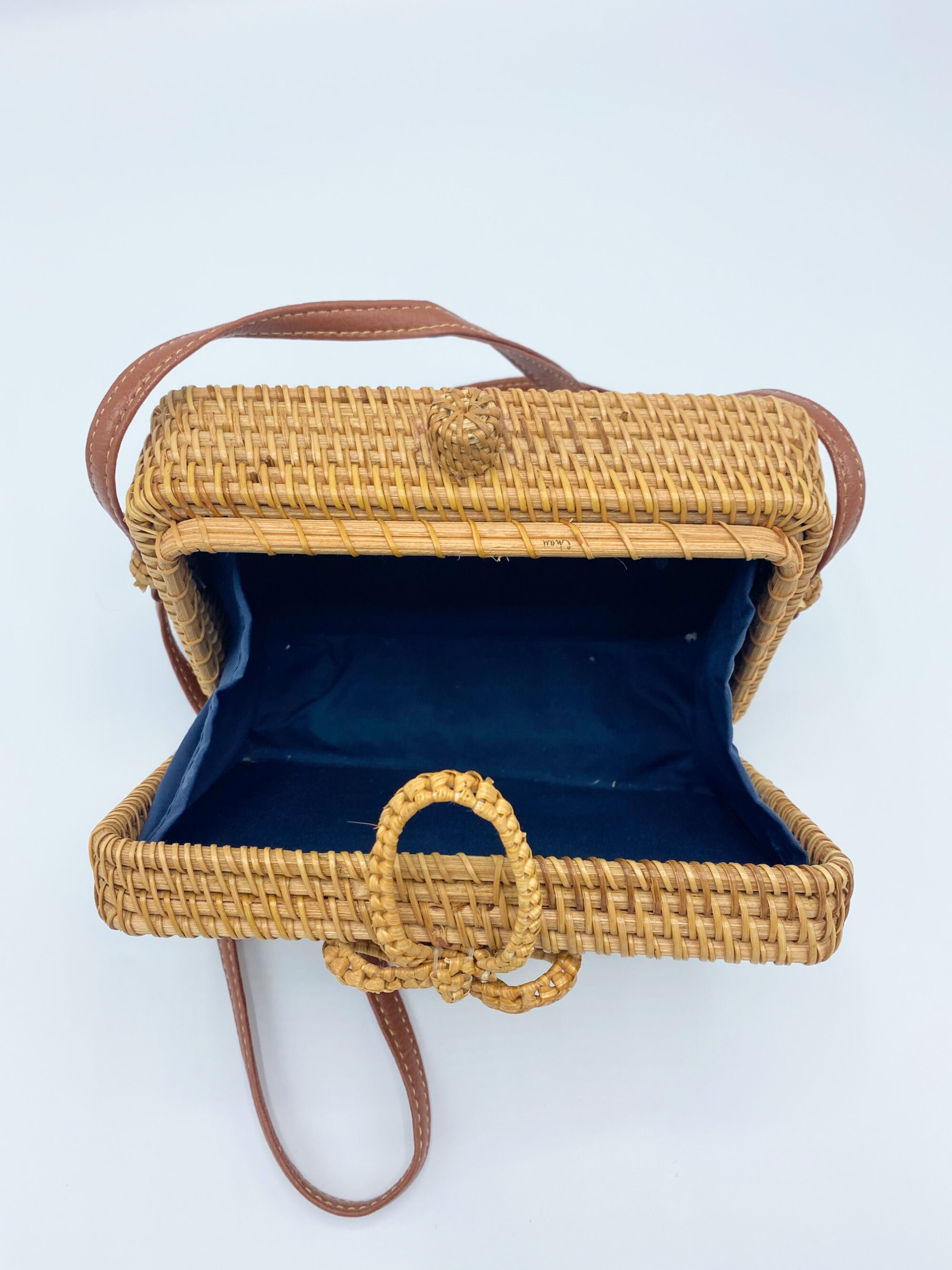 Rattan Rectangle Basket Bag rattan bag basket purse hand Etsy