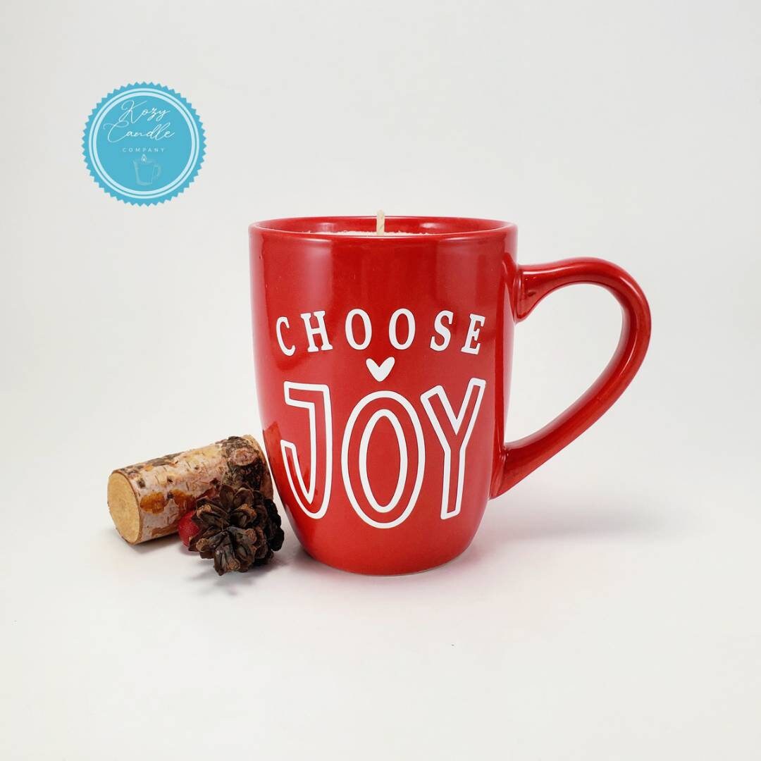 Choose Joy Coffee Mug 12oz Scented Pure Soy Candle Mug Joy Etsy