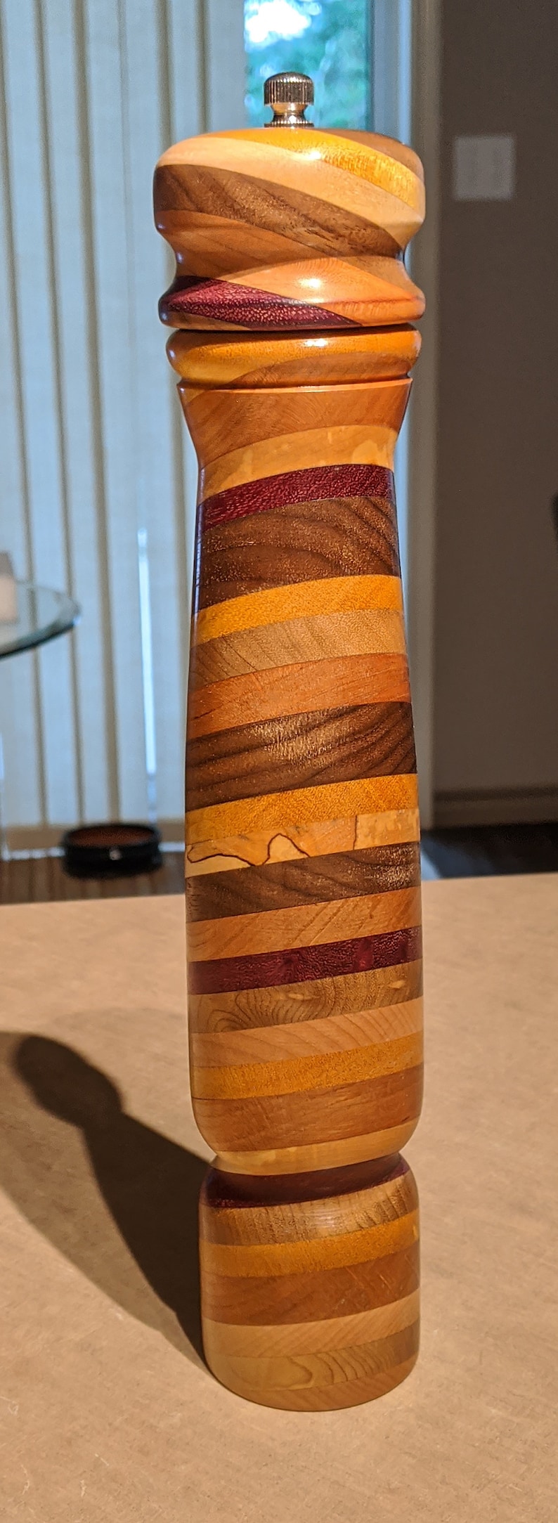 multi laminated exotic wooden pepper mill Unique Art & Collectibles Art