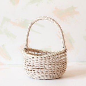 Pearl wedding basket with handle, Elegant flower girl basket