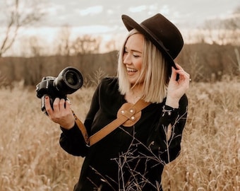 Italian Leather Crossbody Camera Strap – Handmade Vintage DSLR Sling Photographer Gift