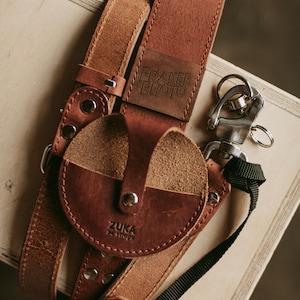 Lens Cap Holder, Camera Leather Lens Cap Holder, Belt Lens Cap Holder, Strap Lens Cap Case, Brown Leather Camera Case Holder