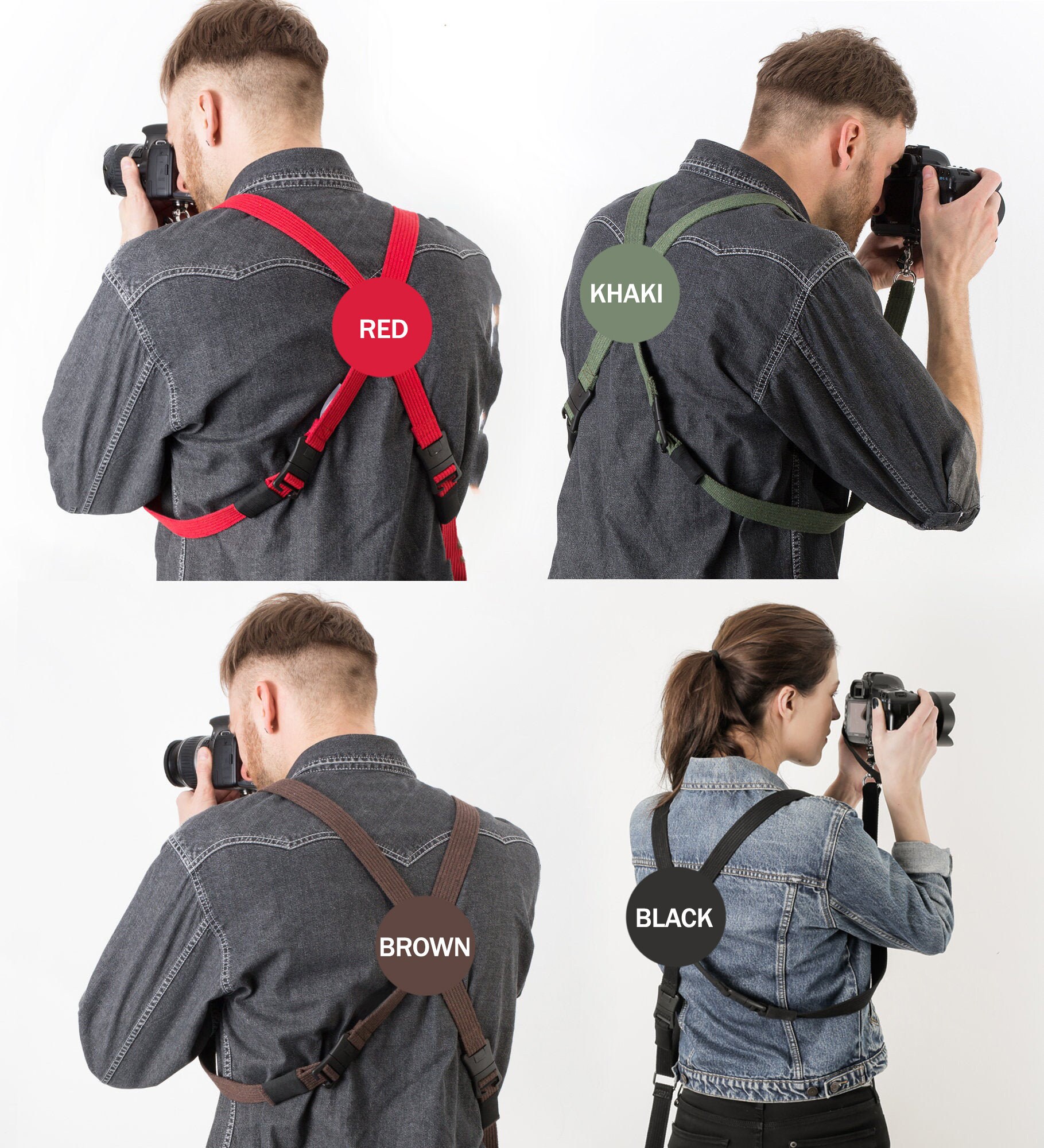 Photography Camera Harness, Dual Camera Strap, Two Cameras Strap, Vegan
