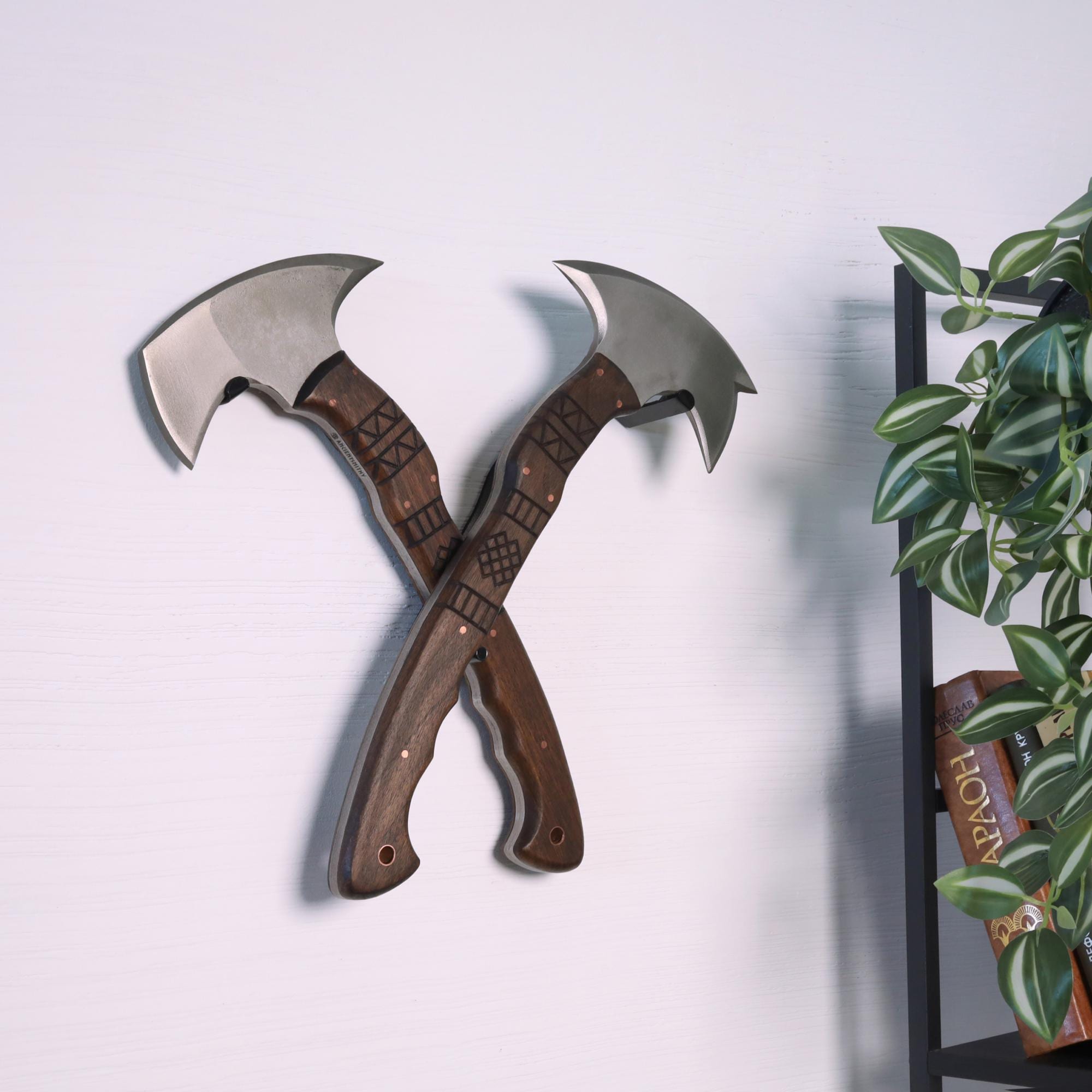 Tomahawk Wall Mount Double, Display Axe Holder Handmade, Wall
