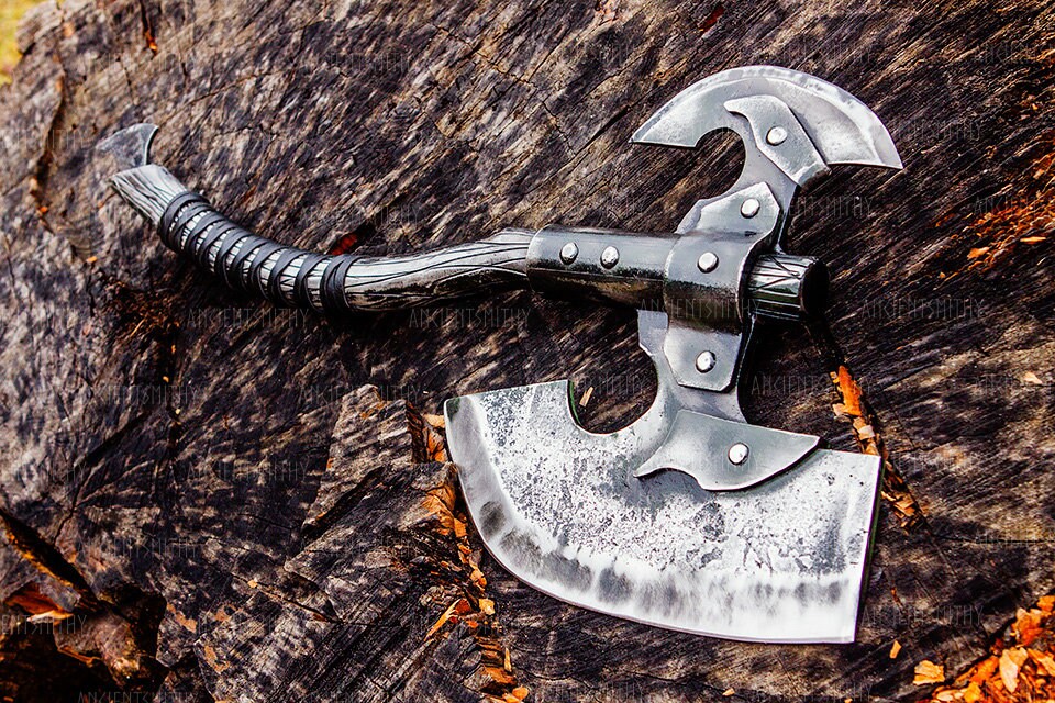Hand Forged Fantasy Axe Viking Two Hand Axe Double Sided Etsy Denmark