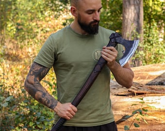 Viking Axe Hand Forged, High Carbon Steel Bearded Axe Handmade, Custom Engraved