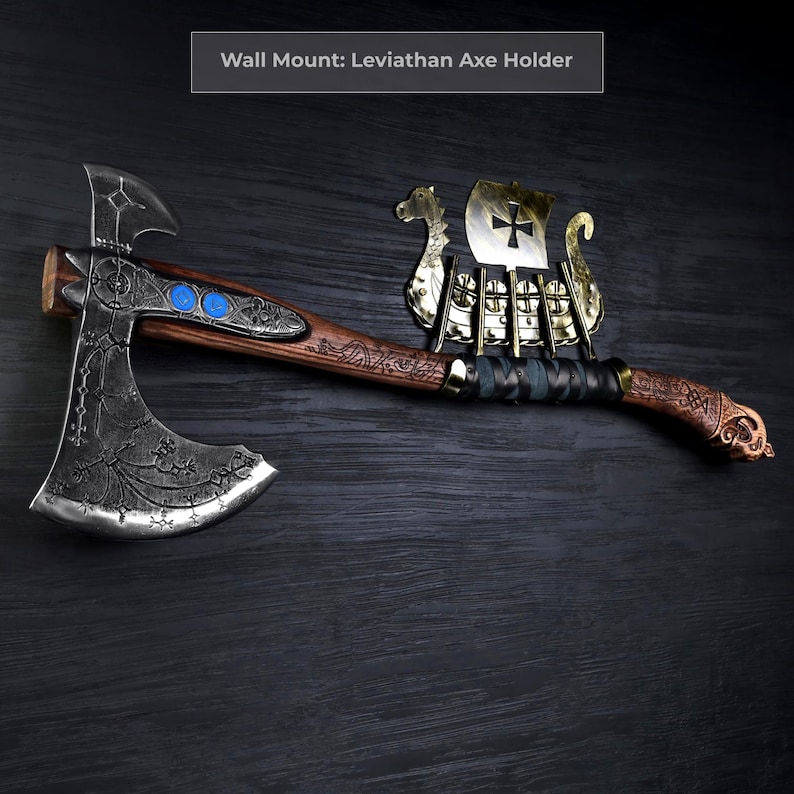 Leviathan Axe Metal 9.11lb Kratos Axe High Carbon Steel Blade with Glow-in-the-Dark-Runes image 8