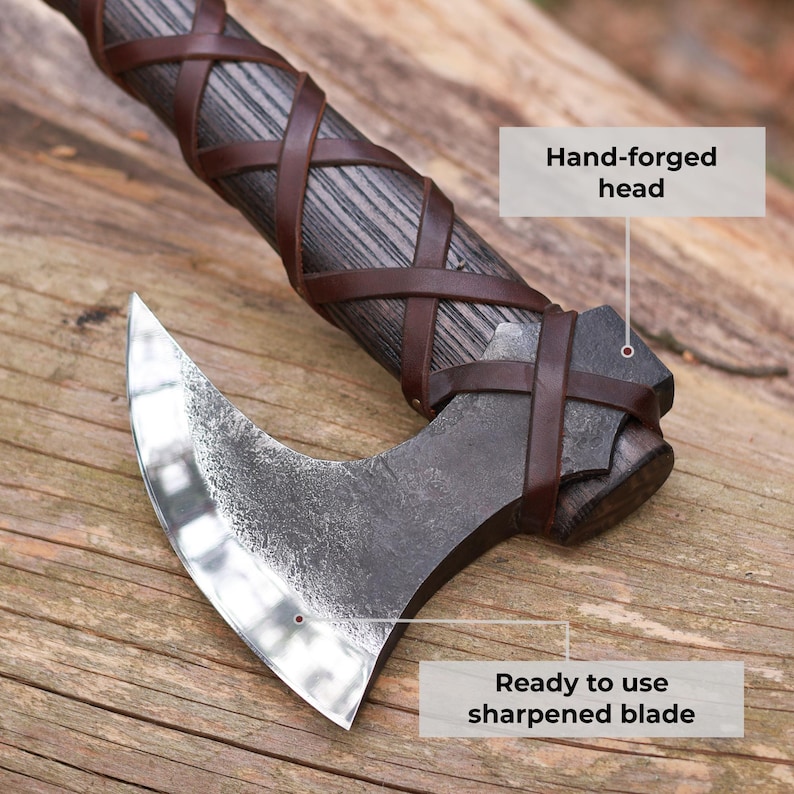 Hand Forged Viking Axe with Sheath image 3