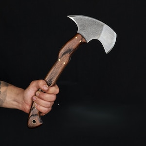Handmade Tomahawk Full Tang Axe Engraved with Sheath, Functional Hiking Camping Hatchet