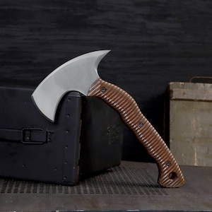 Tomahawk Forged Bushcraft Axe Full Tang, Camping Hatchet with Sheath, Throwing Axe Fully Functional