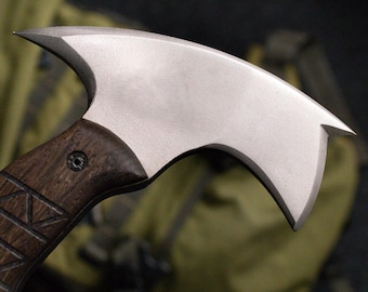Bushcraft Tomahawk Survival Axe Full Tang with Sheath, Engarved Camping Hatchet Handmade