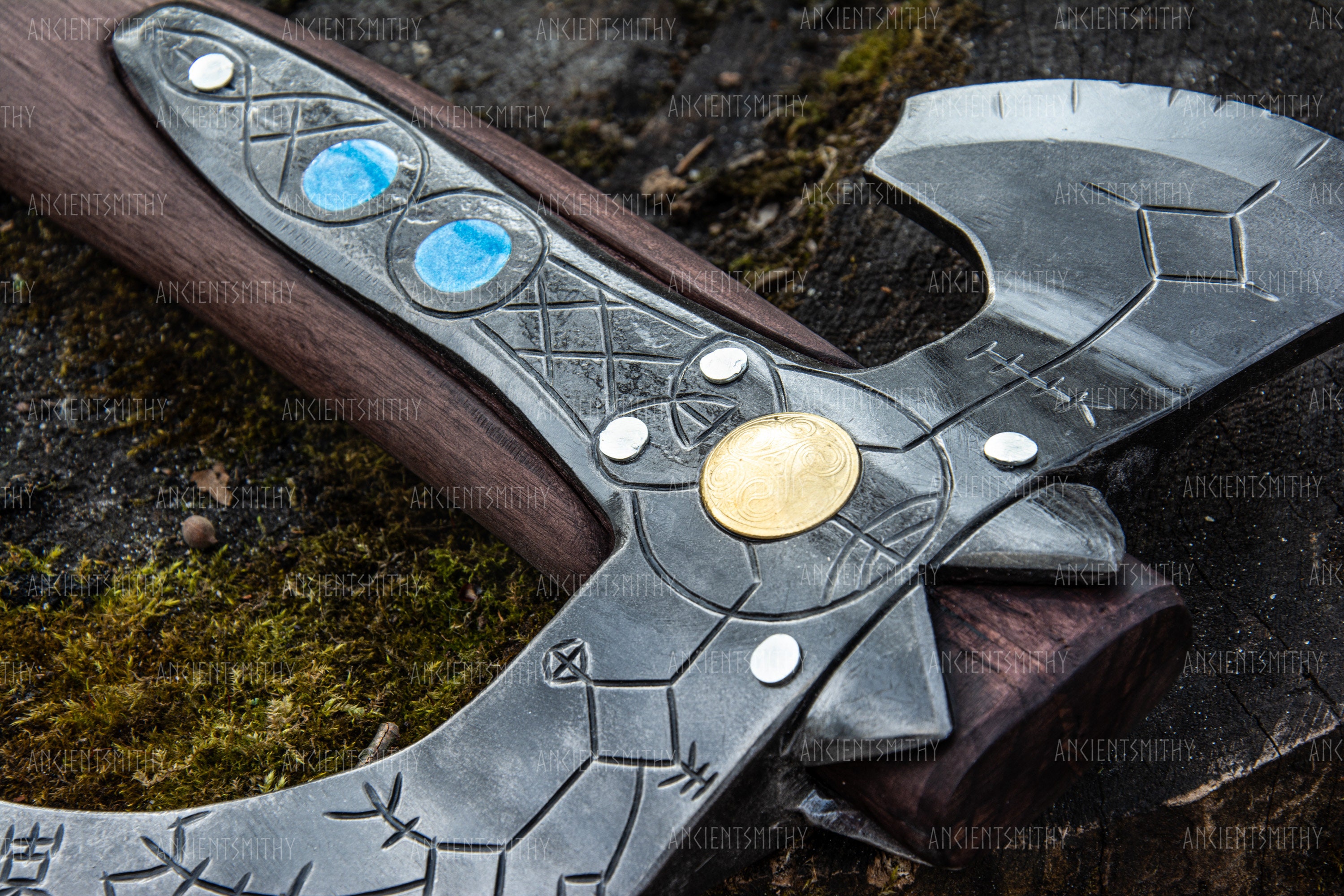 Kratos Axe With Handmade Carving Leviathan Felling Hatchet