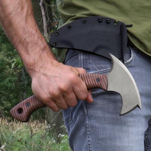 Handmade Tomahawk Full Tang Bushcraft Axe, Compact Functional Hatchet with Sheath & Custom Engraving Option