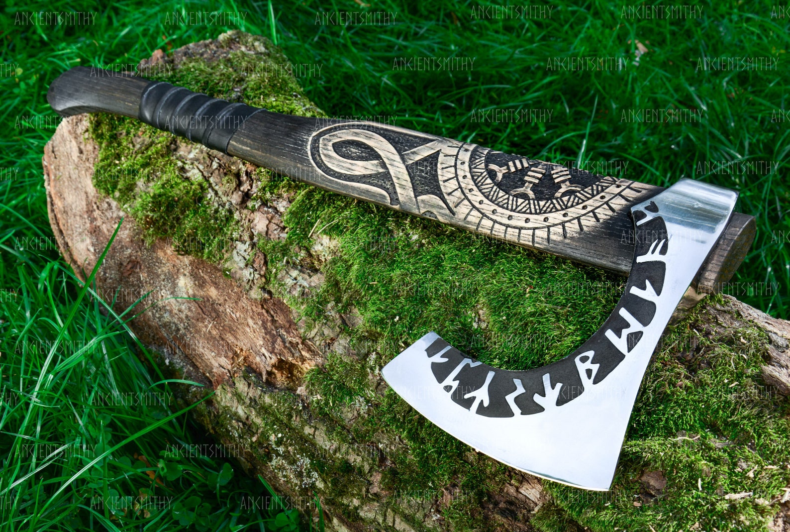 HandForged steel axe with engraving medieval Viking axe | Etsy