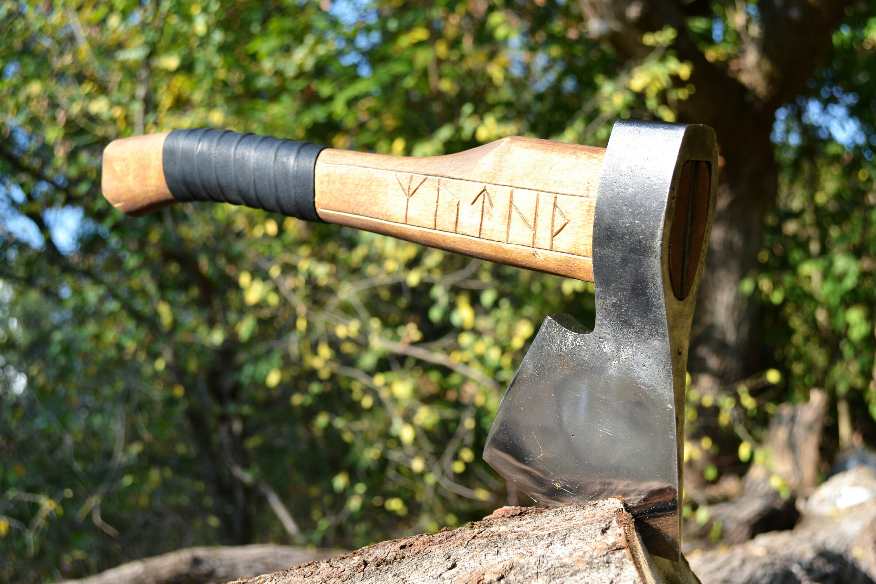 Woodwork steel axe with engraving custom hunting or camping Etsy