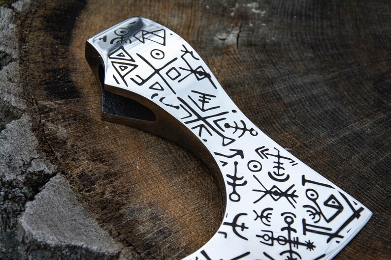 Custom runic axe head runic pattern steel hatchet head hand Etsy
