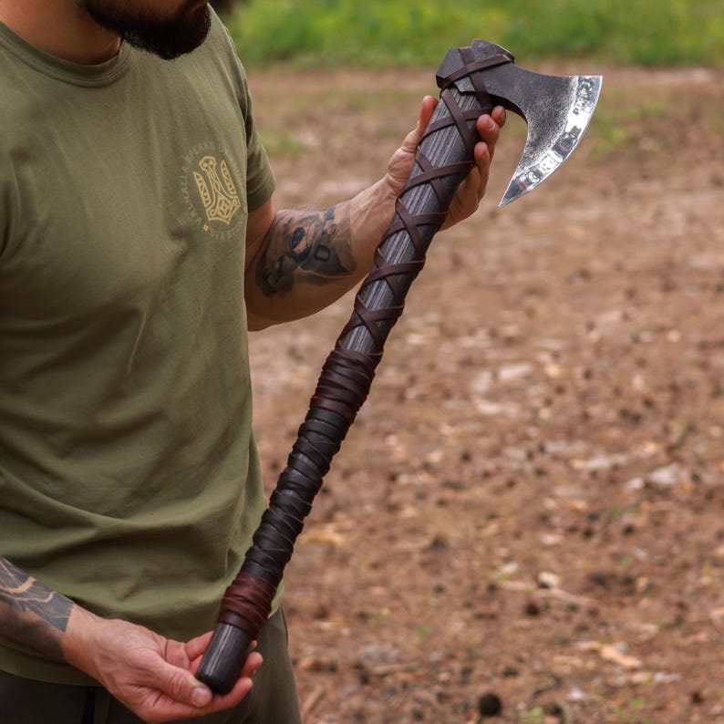 Hand Forged Viking Axe with Sheath image 7