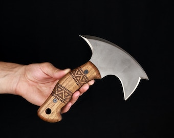 Kleine Tomahawk Bushcraft-bijl met foedraal: compact hachet voor op de camping
