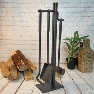 Fireplace Tool Set, Stand with Broom, Shovel, and Poker 3-Piece Set